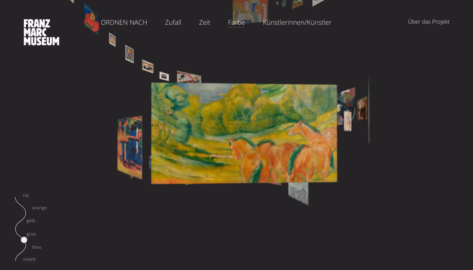3D-Raum mit Kunstwerken der Sammlung des Franz Marc Museums